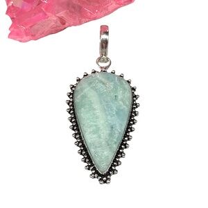 Caribbean Calcite Aragonite Necklace Pendant 925 Sterling Silver Overlay